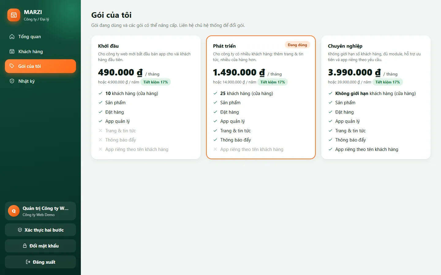 Trang gói của tôi