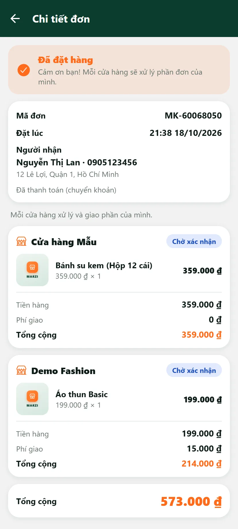 Đơn đã thanh toán